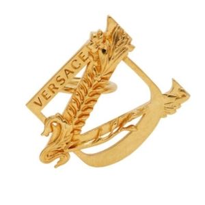 Versace Gold Oversized DV Barocco Ring